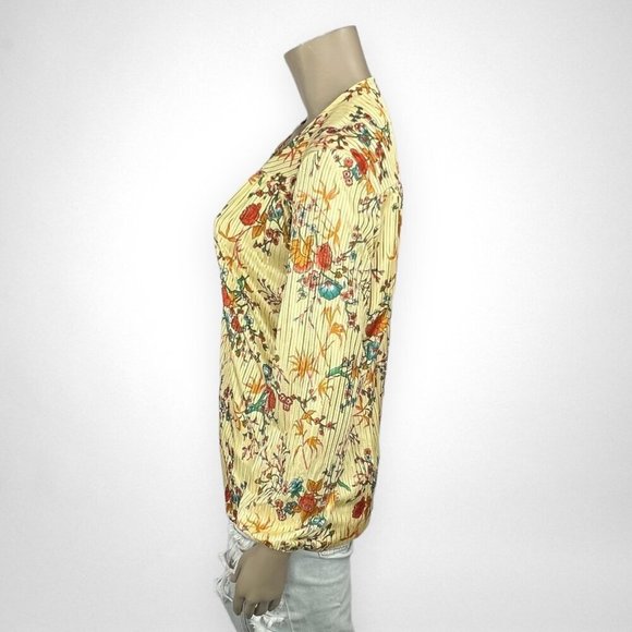 Vintage 70s Floral Long‎ Sleeve Blouse M - Picture 4 of 6